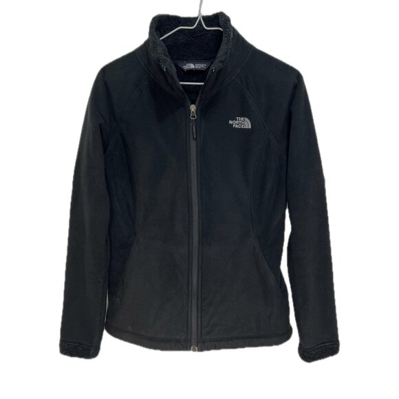 1003 The North Face Full Zipper Fitted Fleece Jacket Black - Picture 1 of 2